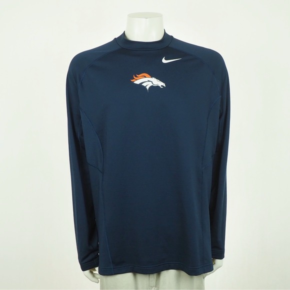 Nike Other - Nike Denver Broncos Hyperwarm NFL Mock Shirt Mens 2XL XXL Navy Blue Training
